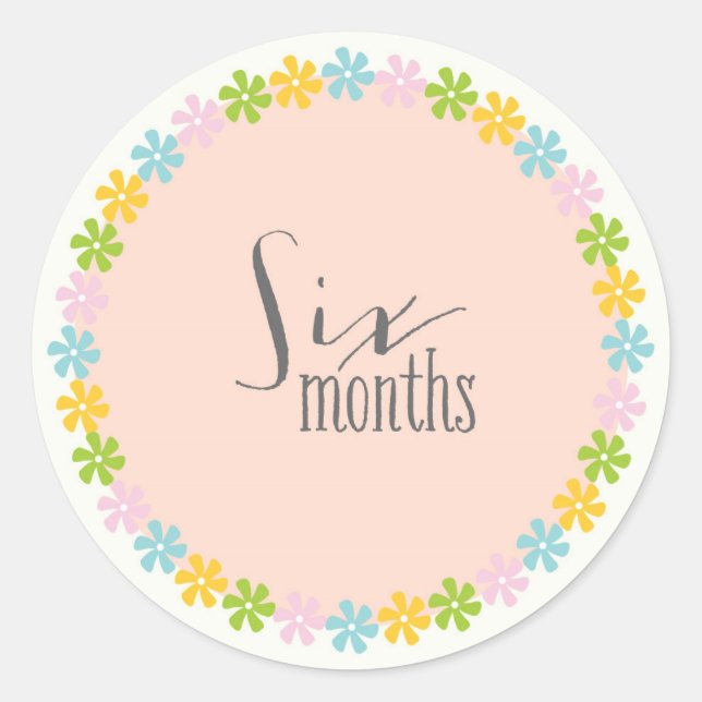Sticker pour bébé Floral Six Mois (Devant)