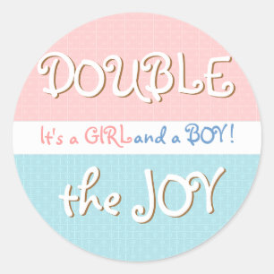 Sticker pour bébé rose et bleu & point Twin Baby