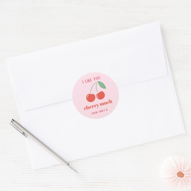 Sticker pour cerise de la Saint Valentin en classe (Enveloppe)