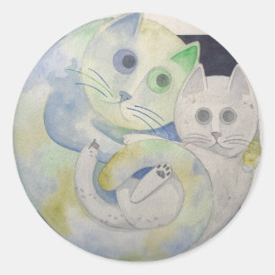Sticker pour chat de la mère Terre et Lune
