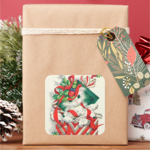 sticker pour chat de Noël rétro vintage