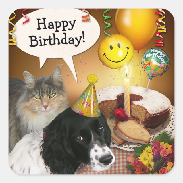 Sticker pour chat et chien d'anniversaire (personn (Devant)