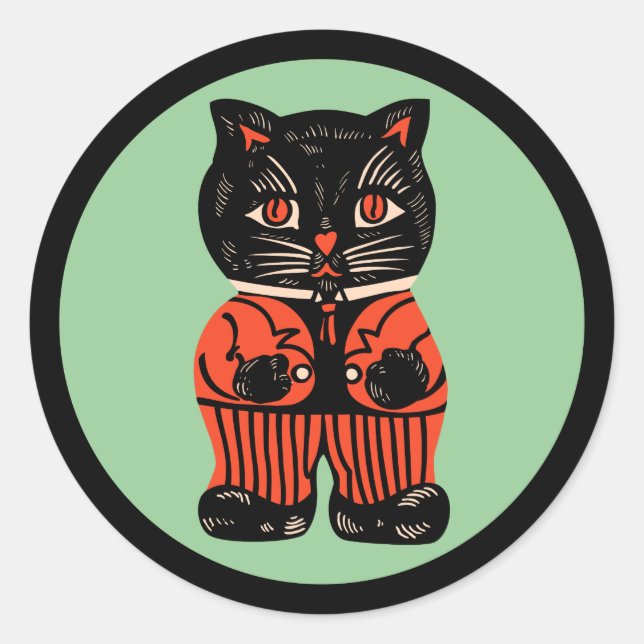 Sticker pour chat Halloween vintage (Devant)