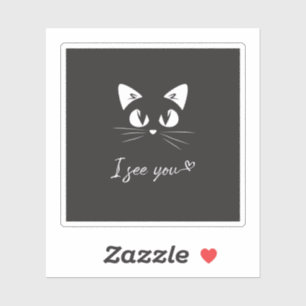 Sticker pour chat noir, je vous vois Sticker pour