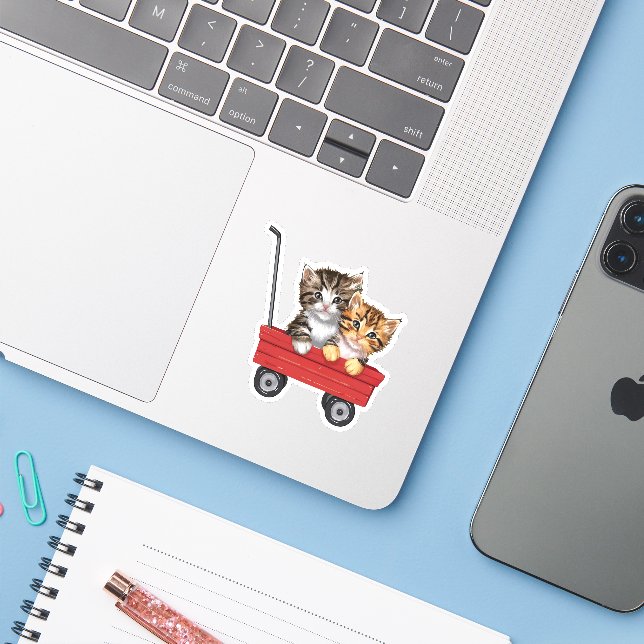 Sticker pour chats en dessin mignon (Ordinateur portable avec iPhone)