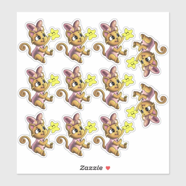 Sticker pour chats et étoiles (Feuille)