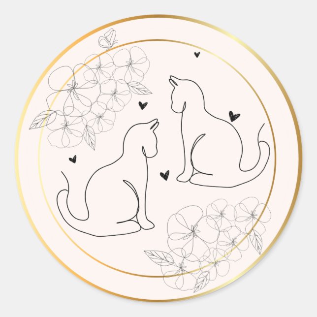 Sticker pour chats floral noir rose (Devant)
