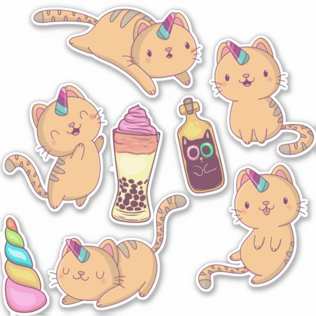 Sticker pour chats Unicorn mignon (Devant)