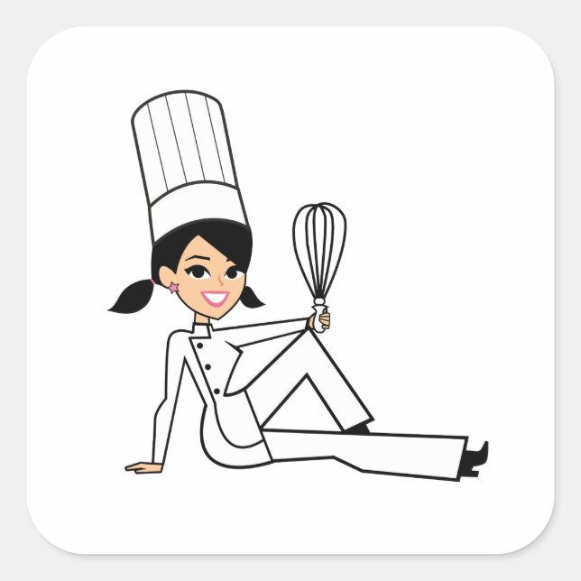 Sticker pour chef féminin avec une jolie illustrat (Devant)