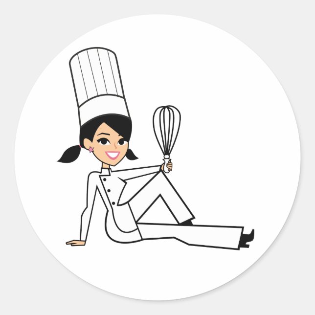 Sticker pour chef féminin avec une jolie illustrat (Devant)