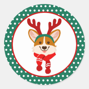 Sticker pour chien de Corgi de Noël Joyeux