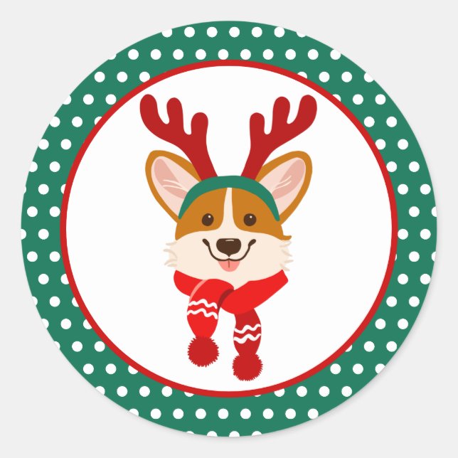 Sticker pour chien de Corgi de Noël Joyeux (Devant)