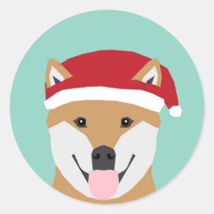 Sticker pour chien de Noël - Shiba Inu Noël