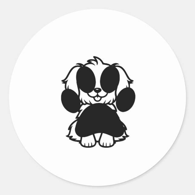 Sticker pour chien noir et blanc mignon (Devant)