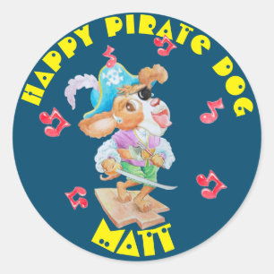 Sticker pour chien pirate chanteur personnalisé