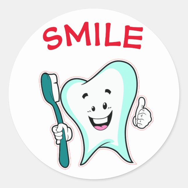 Sticker pour dent avec brosse à dents (Devant)