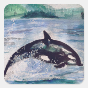 Sticker pour dessin d'aquarelle de baleine
