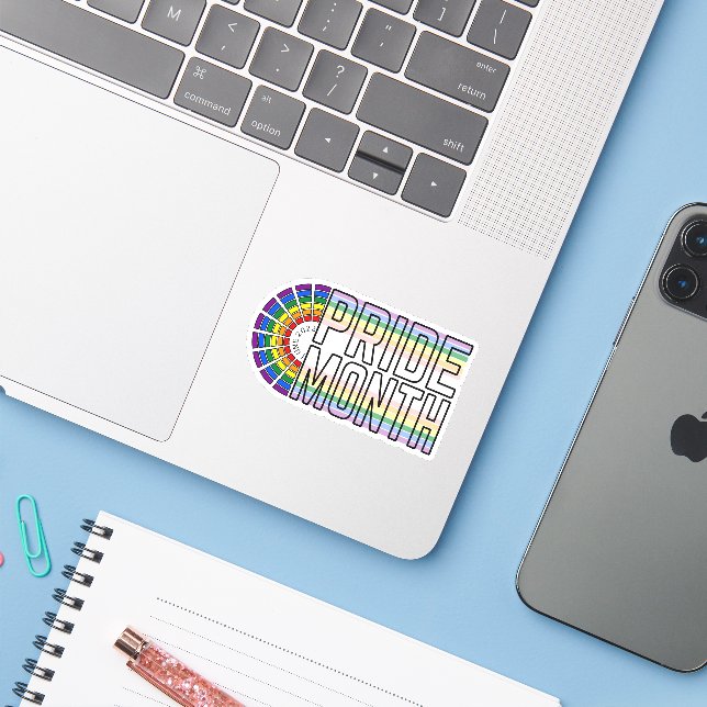 Sticker pour drapeau LGBT Rainbow Pride (Ordinateur portable avec iPhone)
