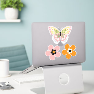 Sticker Pour Elle Papillons Et Floral Rétro Moderne Mignon