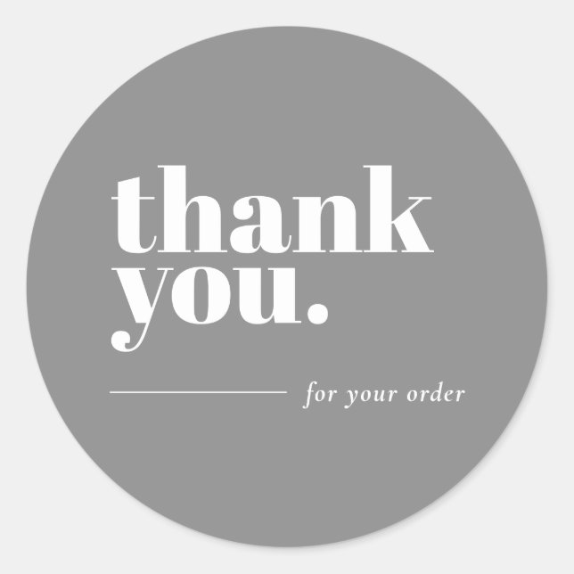 Sticker pour entreprise Merci gris et blanc (Devant)