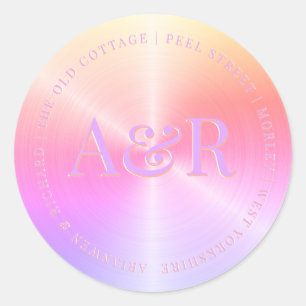 Sticker pour enveloppes arc-en-ciel avec monogramm