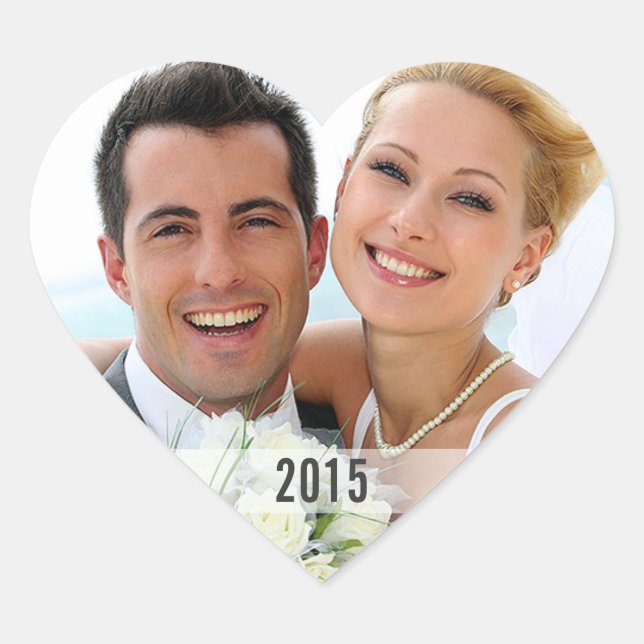 Sticker pour enveloppes photo Coeur avec année (Devant)