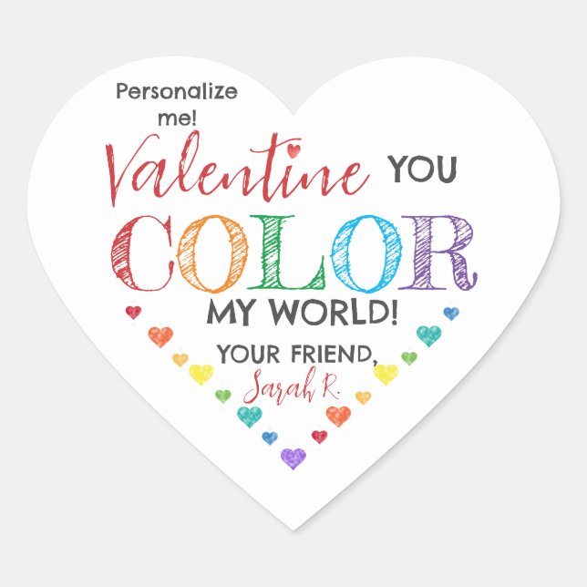 Sticker pour étiquette de salle de classe Valentin (Devant)