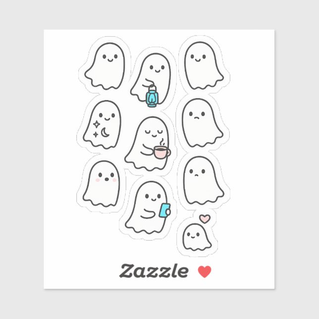 Sticker pour fantôme minimaliste mignon - fantômes (Feuille)