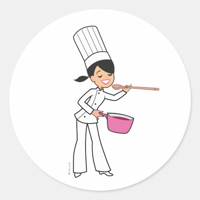 Sticker pour femme chef avec illustration (Devant)