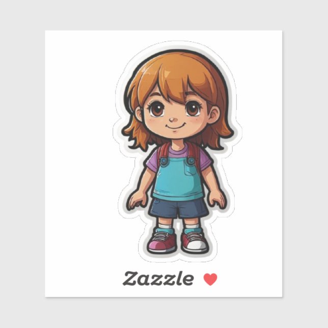 Sticker pour fille en caricature - Parfait pour le (Feuille)