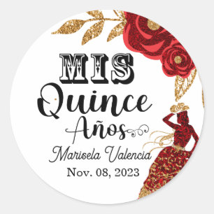 Sticker pour fille Quinceanera Burgundy Gold