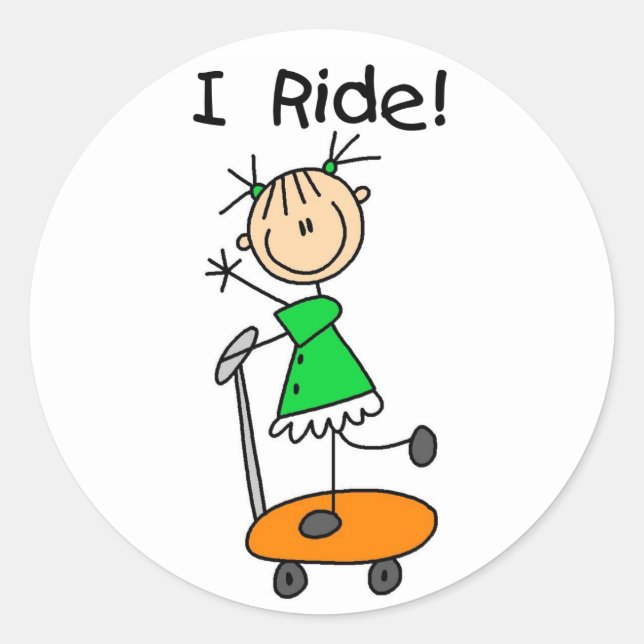 Sticker pour filles Figure de l'autocollant I Ride (Devant)