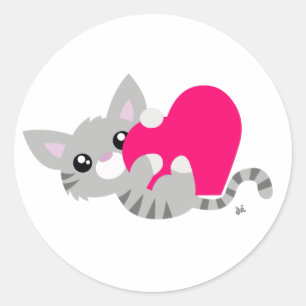 Sticker pour Kitty gris de la Saint-Valentin