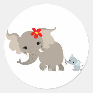 Sticker pour la caricature Mother Elephant et Calf