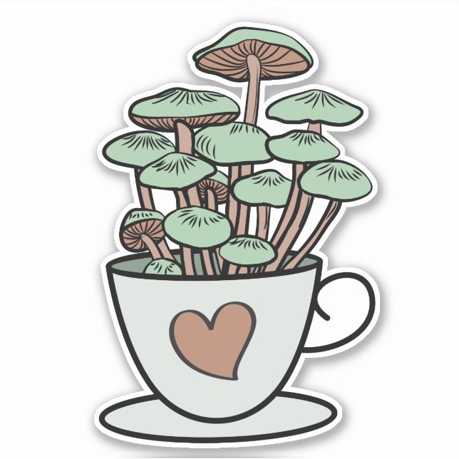 Sticker pour la coupe de café/thé de champignons (Devant)