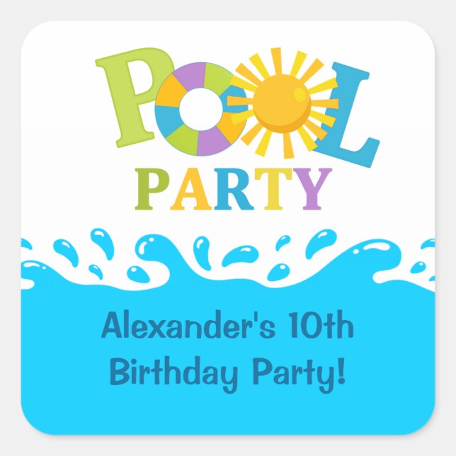 Sticker pour la fête d'anniversaire de la piscine  (Devant)