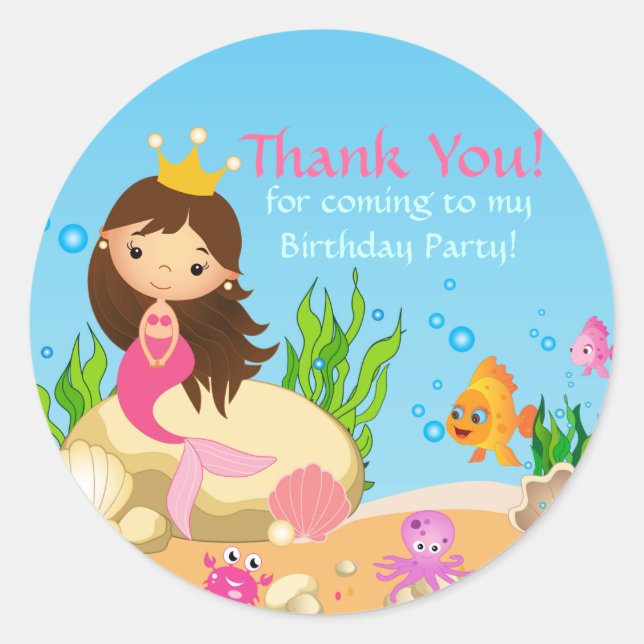 Sticker pour la fête d'anniversaire de la sirène d (Devant)