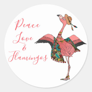 Sticker pour l'amour et le Flamant rose de la paix