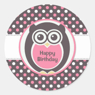 Sticker pour l'anniversaire de la Chouette à point
