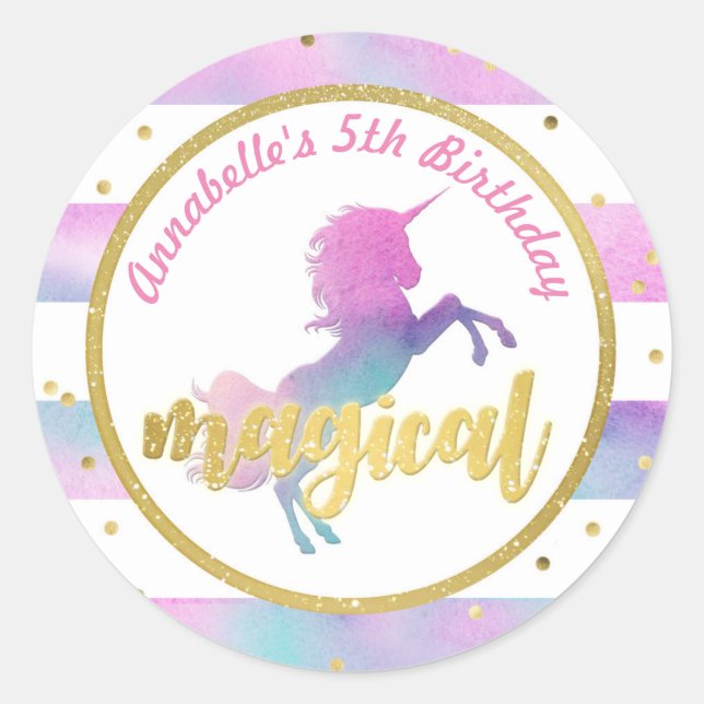 Sticker pour l'anniversaire de la licorne | Partie (Devant)