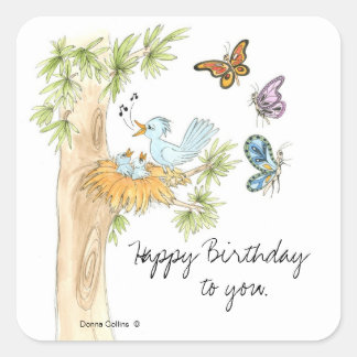Sticker pour l'anniversaire des oiseaux chanteurs