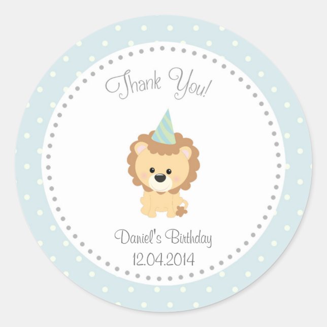 Sticker pour l'anniversaire du lion mignon (Devant)