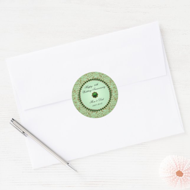Sticker pour l'anniversaire du Mariage Emerald (Enveloppe)