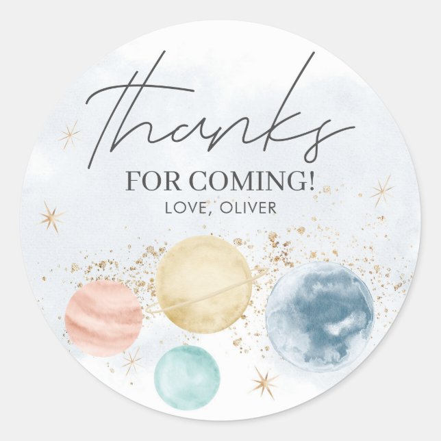 Sticker pour l'anniversaire Space Boys Étiquettes (Devant)