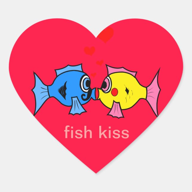 Sticker pour le coeur de baiser de poisson (Devant)