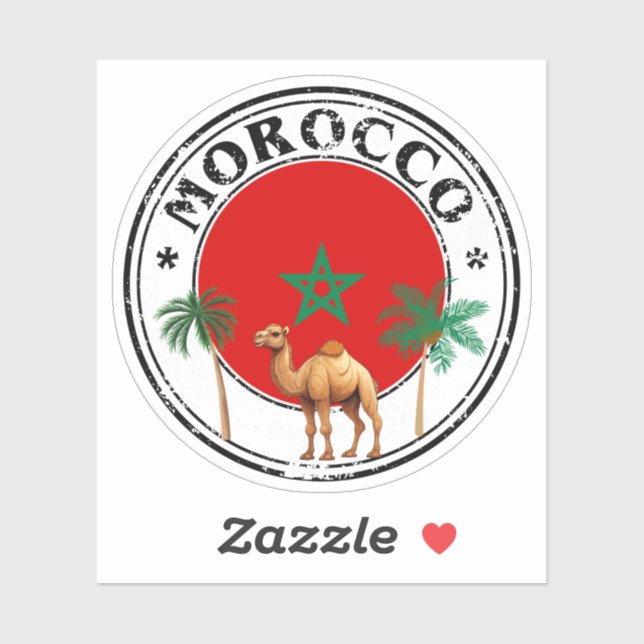 Sticker pour le drapeau du Maroc rond-Parfait (Feuille)
