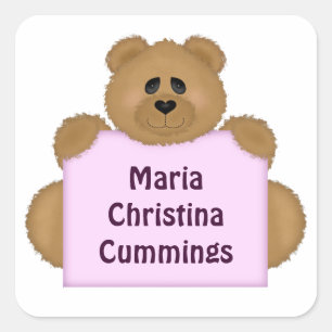 Sticker pour le nom de l'ours en peluche (rose)