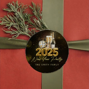 Sticker pour le Nouvel An 2025 au Champagne d'or