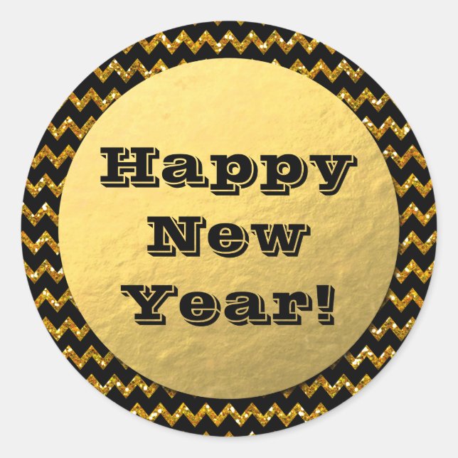Sticker pour le Nouvel An Faux Gold Foil et Partie (Devant)