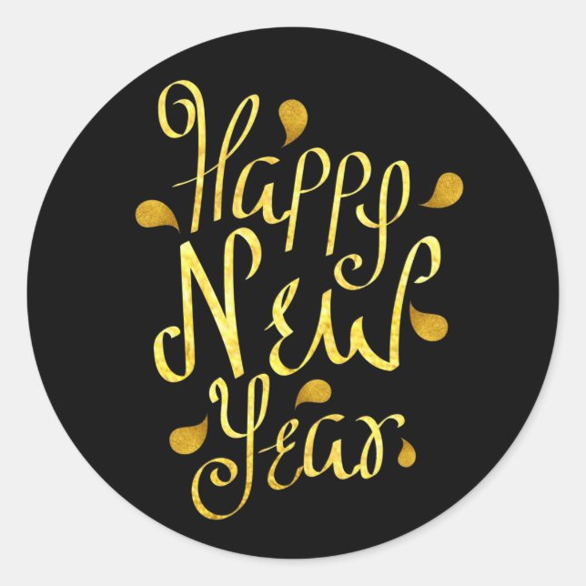 Sticker pour le Nouvel An Gold Happy (Devant)